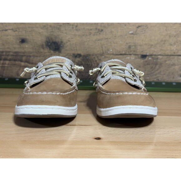 NEW SPERRY ROSEFISH BOAT SHOE WOMEN'S 5.5 TAN LINEN SPARKLE MEMORY FOAM STS83339 - Picture 5 of 10